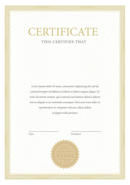 certyfikat. granica waluty certyfikatu szablonu. - certificate frame award gold stock illustrations