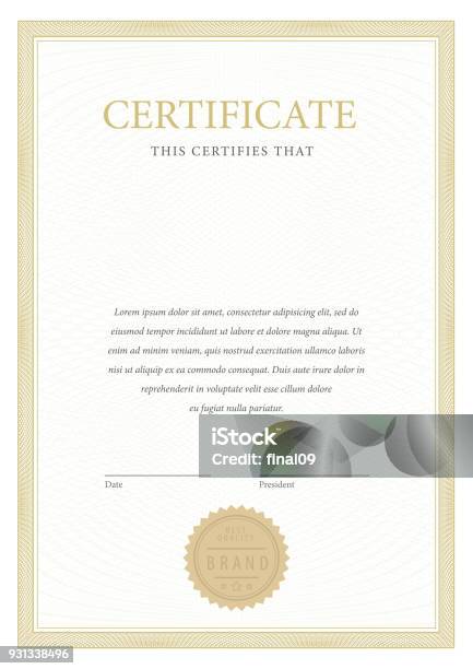 Certificate Template Diploma Currency Border Stock Illustration - Download Image Now - Certificate, Diploma, Border - Frame