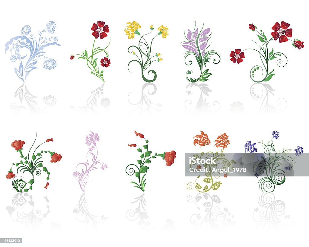 Conjunto de flores - arte vectorial de Abstracto libre de derechos