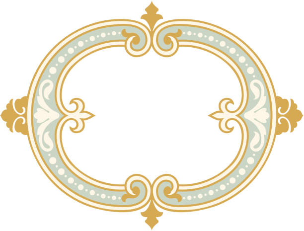 ilustrações, clipart, desenhos animados e ícones de 7104 oval - ellipse frame ornate scroll shape