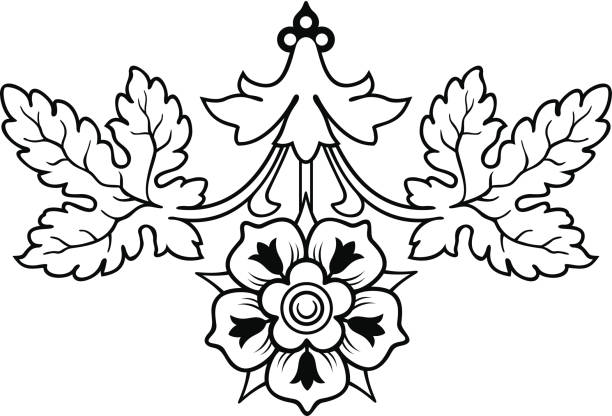 liść dębu 2-71604 - gothic style scroll floral pattern victorian style stock illustrations