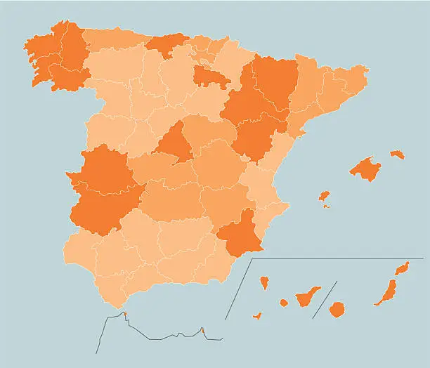 Vector illustration of Separated Provinces of Spain