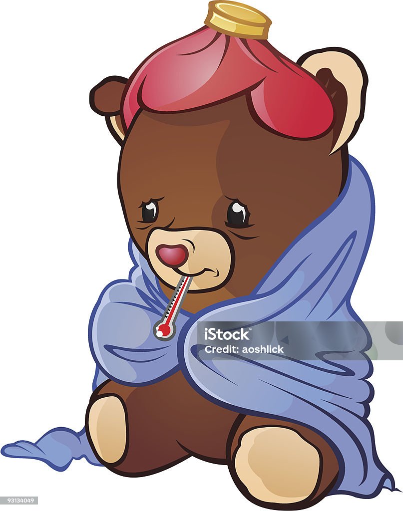 Sick urso de pelúcia - Vetor de Animal royalty-free