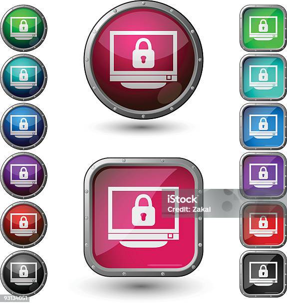 Random Security Button Computer Security Glossy Buttons With Steel Frame Stock Illustration ...
