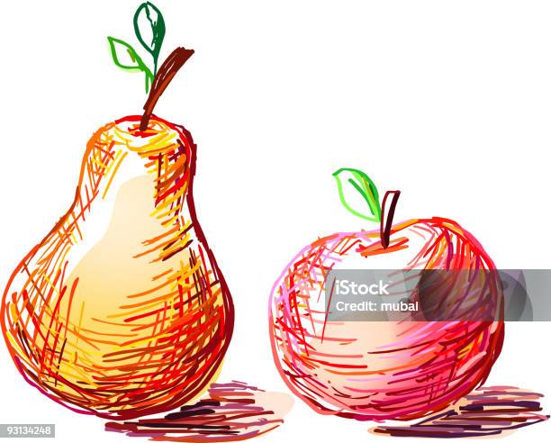 Apfel Und Birne Stock Vektor Art und mehr Bilder von Apfel - Apfel, Birne, Bunt - Farbton