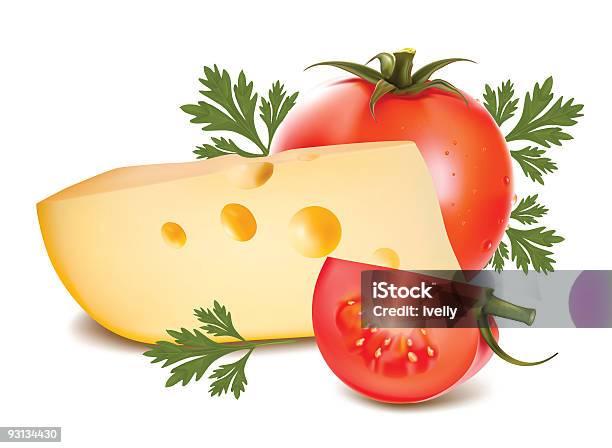 Fromage Et Tomates Mûres Et Persil Vecteurs libres de droits et plus d'images vectorielles de Ail - Légume à bulbe - Ail - Légume à bulbe, Aliment, Aliment en portion