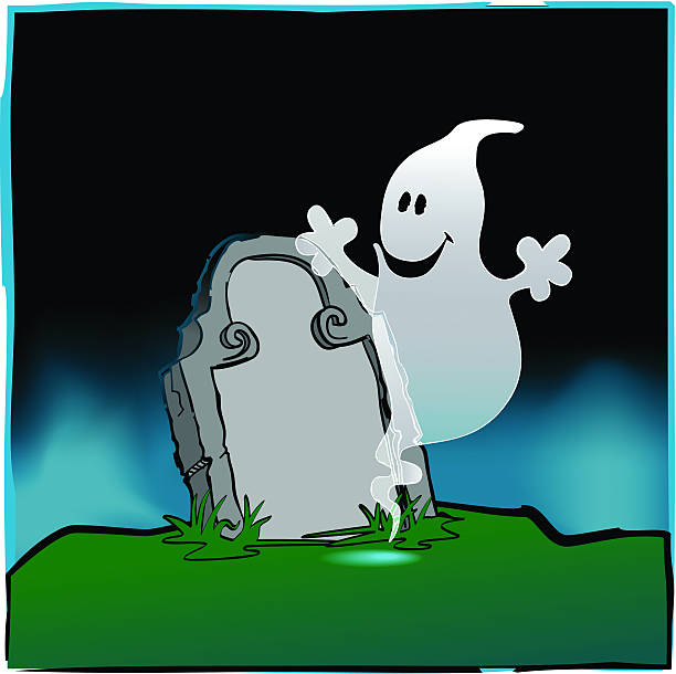 Ghostly Grave vector art illustration