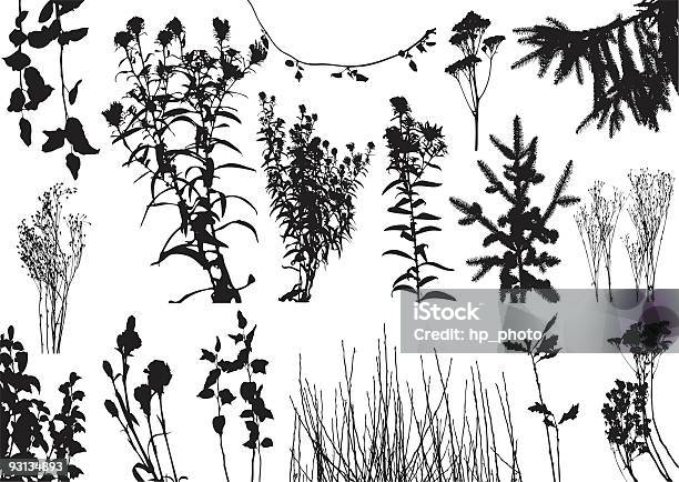 Vector Plants Silhouettes Stock Illustration - Download Image Now - Bush, Cut Out, Abstract