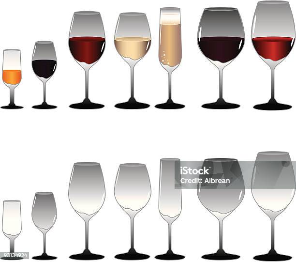 Óculos De Vinho - Arte vetorial de stock e mais imagens de Bebida - Bebida, Bebida Alcoólica, Champanhe