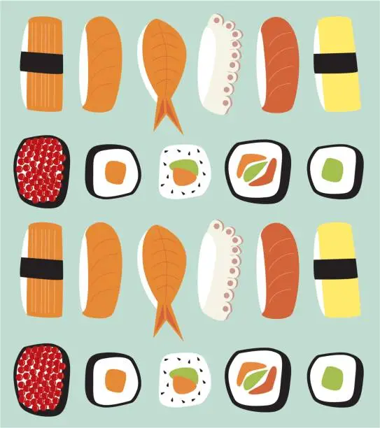 Vector illustration of Sushi Selection