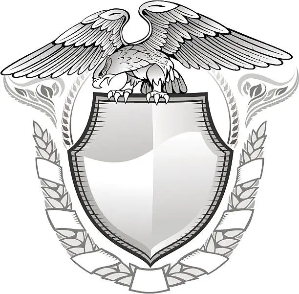 Vector illustration of Eagle with Shield