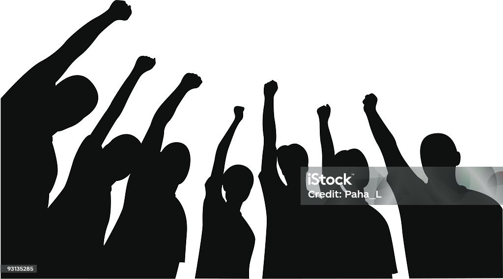 ご友人のグループに手を上に揚げる動作 - 拳のロイヤリティフリーベクトルアート