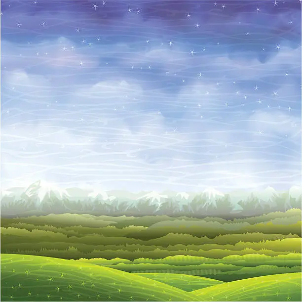 Vector illustration of Summer rolling landscape
