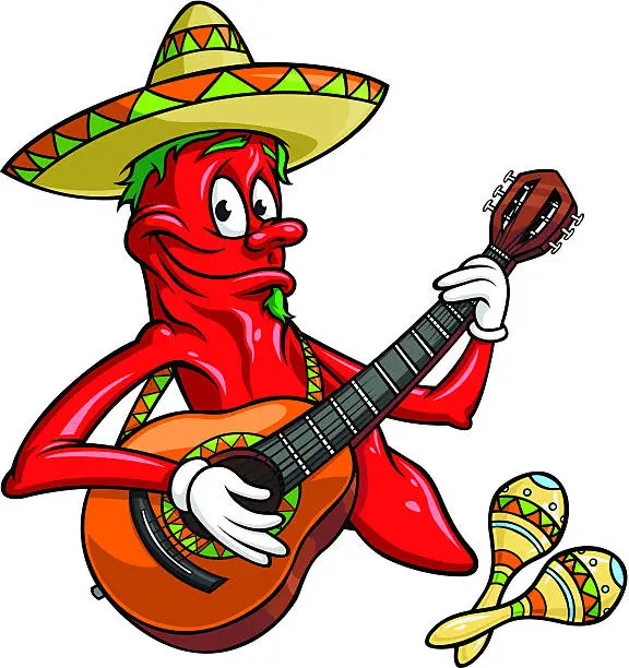 Vector illustration of Chili Pepper Mariachi