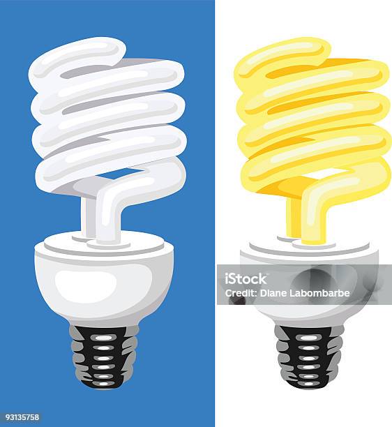 Vetores de Cflcompacto Flouorescent Luminária Lâmpada Conjunto De Ilustração 2 e mais imagens de Brilhante - Luminosidade