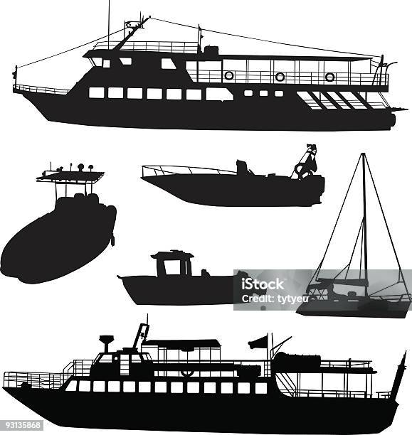 Barca Di Forme - Immagini vettoriali stock e altre immagini di Vaporetto - Vaporetto, Yacht, Sagoma - Controluce