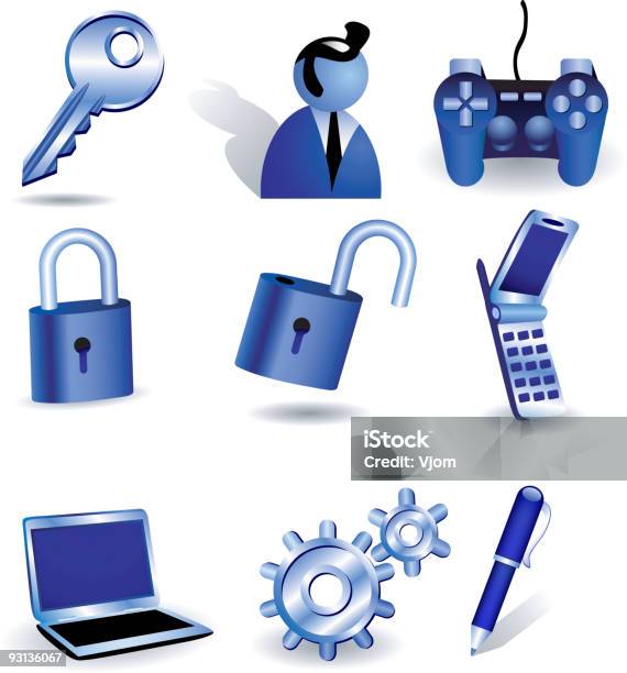 Ilustración de Iconos De Internet y más Vectores Libres de Derechos de Adulto - Adulto, Azul, Botón pulsador