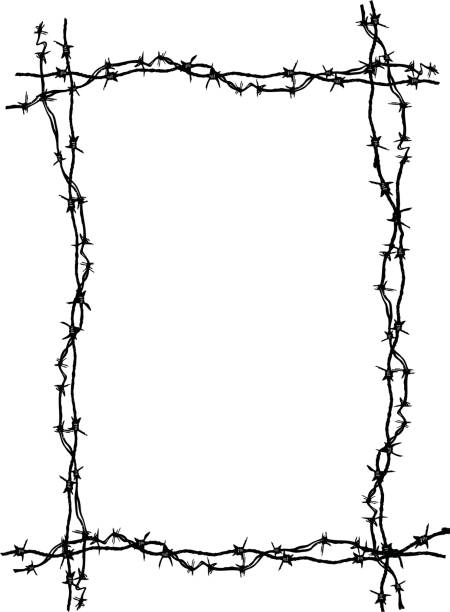 철조망 프페임 - barbed wire stock illustrations