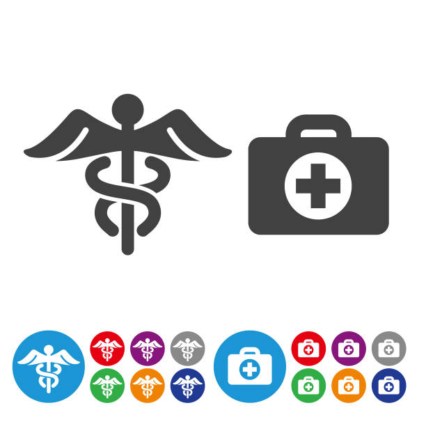 Medical and Healthcare Icons - Graphic Icon Series Medical, Healthcare, medical symbol, first aid caduceus stock illustrations