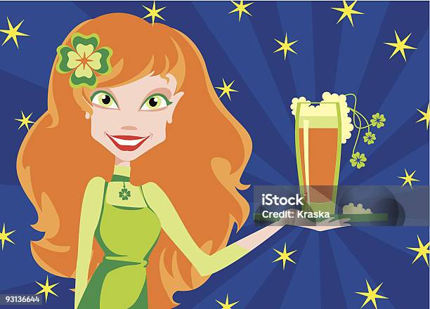 Mädchen Mit Glas Bier Stock Vektor Art und mehr Bilder von Bier - Bier, ClipArt, Ehemalige irische Währung