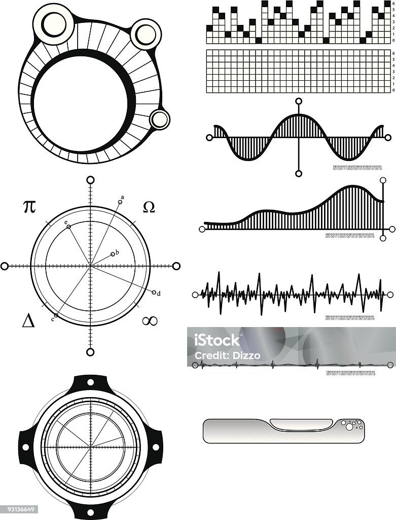 Арт-технический дизайн элементы 1 - Векторная графика Волновой рисунок роялти-фри