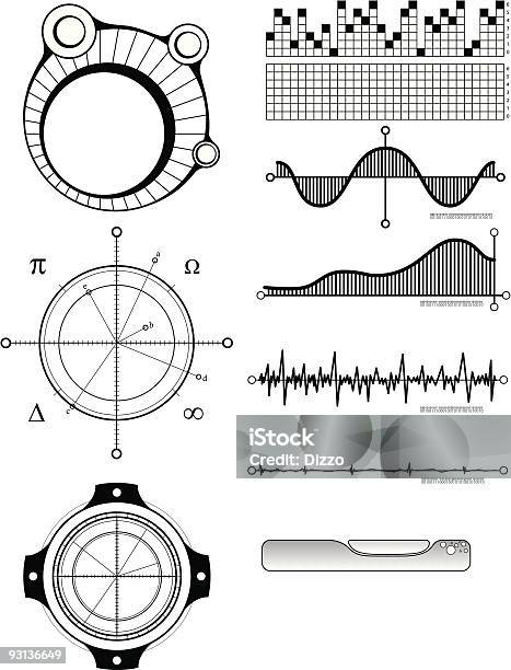 Арттехнический Дизайн Элементы 1 — стоковая векторная графика и другие изображения на тему Волновой рисунок - Волновой рисунок, Анализировать, Без людей