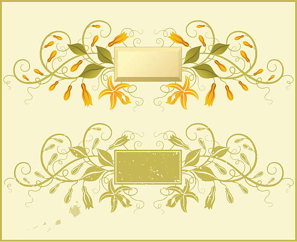 wanilia. - scroll shape flower floral pattern grunge stock illustrations