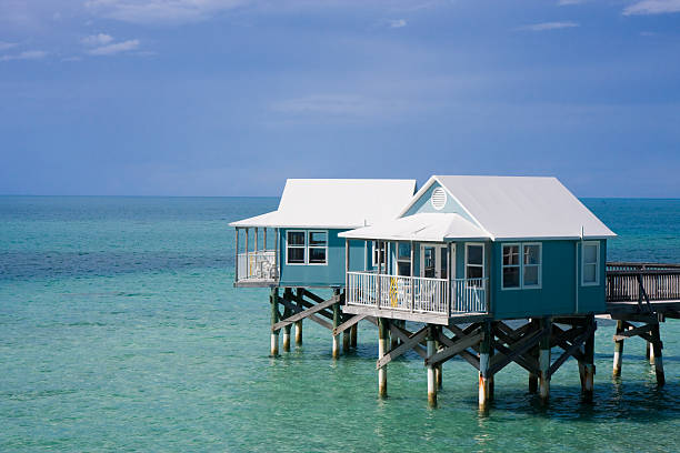 istock Hotel cabanas built on stilts over the sea in Bermuda 93137615