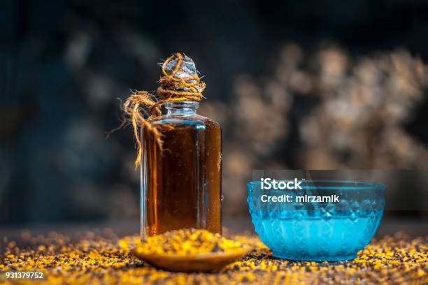 Close Up Of Ingredients For Good And Smoother Skin And Thick And Long Hair Is Coconut Oilmustard Seedsand Mustards Seeds Oil Stock Photo - Download Image Now