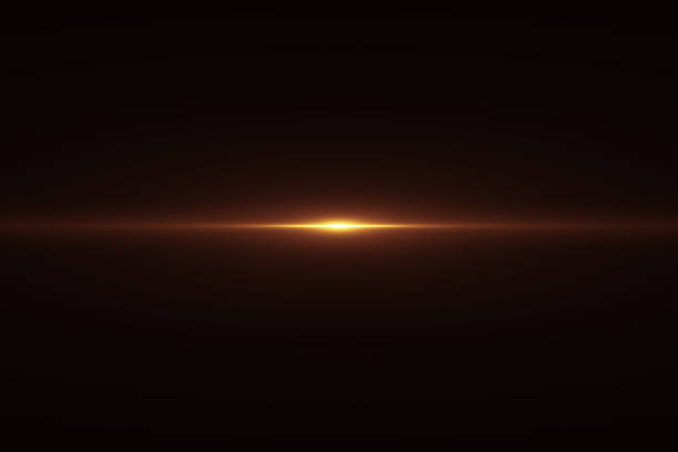 gold warm color bright lens flare flashes leak for transitions on black background - for imagens e fotografias de stock