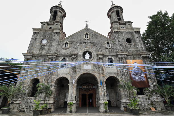 the san sebastian-saint sebastian cathedral facade. bacolod-negros occidental-philippines. 0280 - religion christianity bell tower catholicism imagens e fotografias de stock