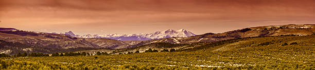 Rural Mountain Colorado Landscape Elk Mountains - Rugged peaks stretching from Aspen to Carbondale to Glenwood Springs, Colorado from high desert vantage point.