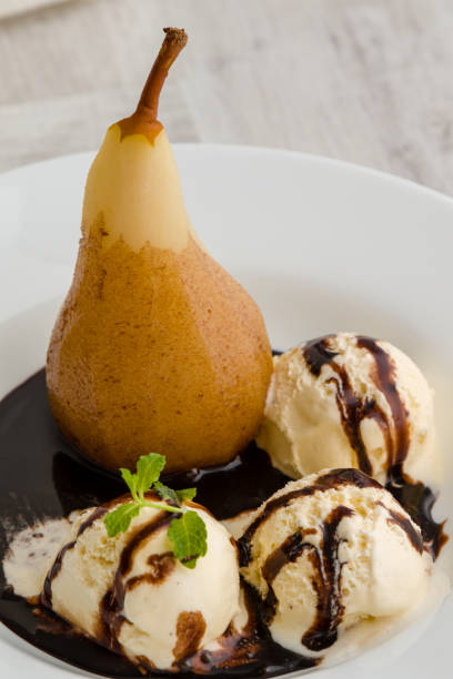 istock delicious poached pear dessert 931390652