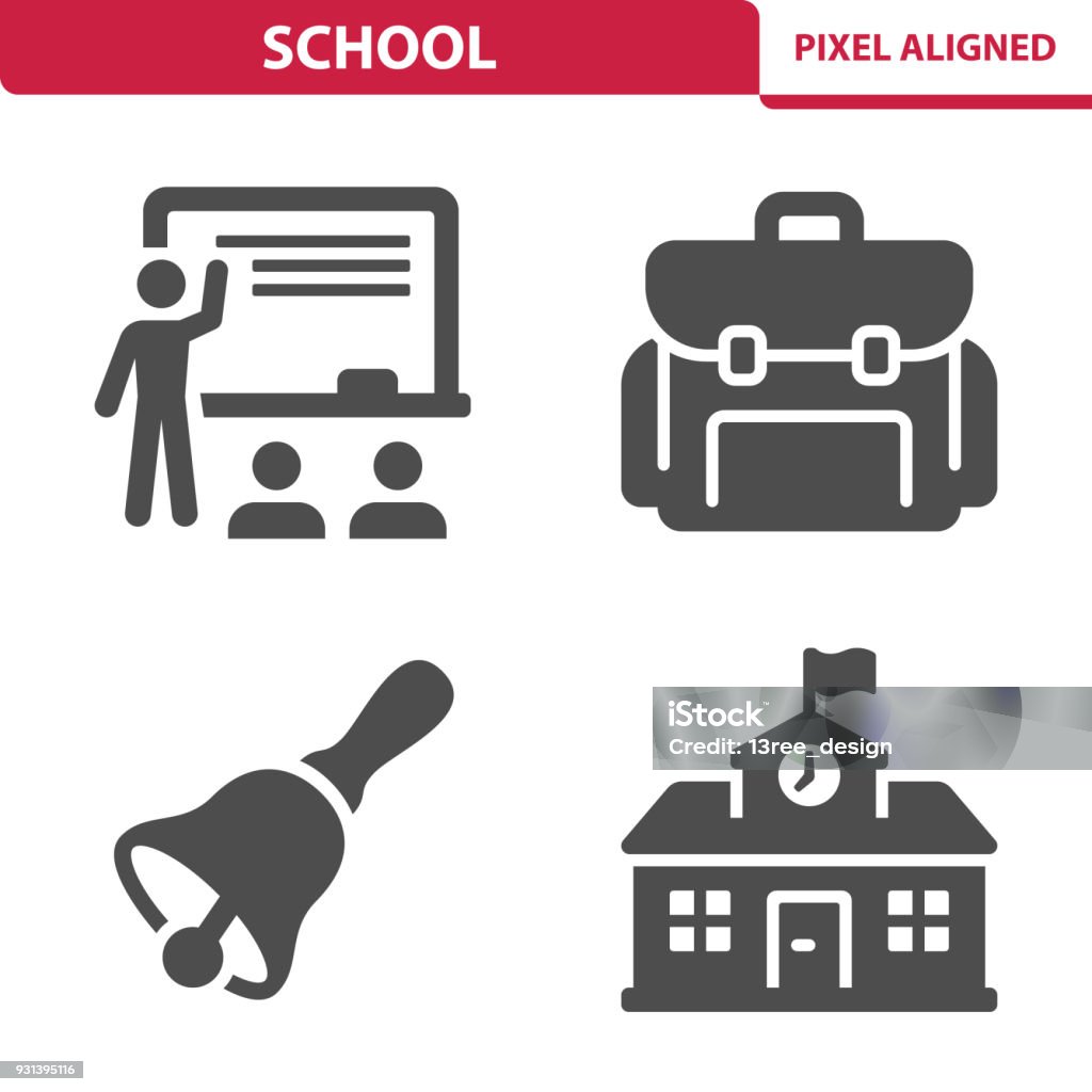 School Icons Professional, pixel aligned icons depicting various school, education and learning concepts. Education stock vector