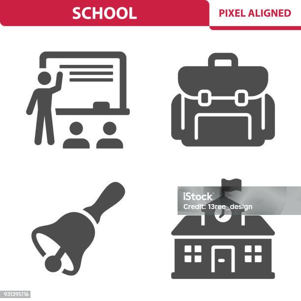 School Icons Stock Illustration - Download Image Now - Education, Symbol, Backpack