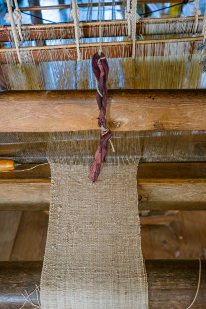 istock silk and cotton in vintage weaver machine 931396030