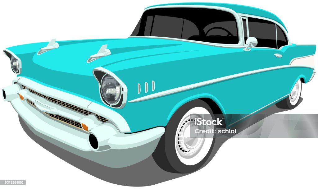 1957 Classic American Car Vector illustration saved in 19 labeled layers for easy editing, if desired. Car stock vector