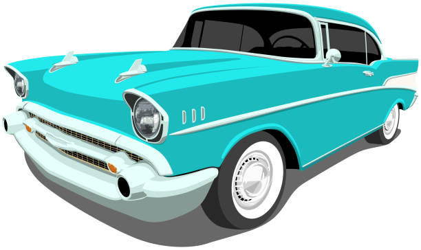 1957 Classic American Car Vector illustration saved in 19 labeled layers for easy editing, if desired. collectors car stock illustrations