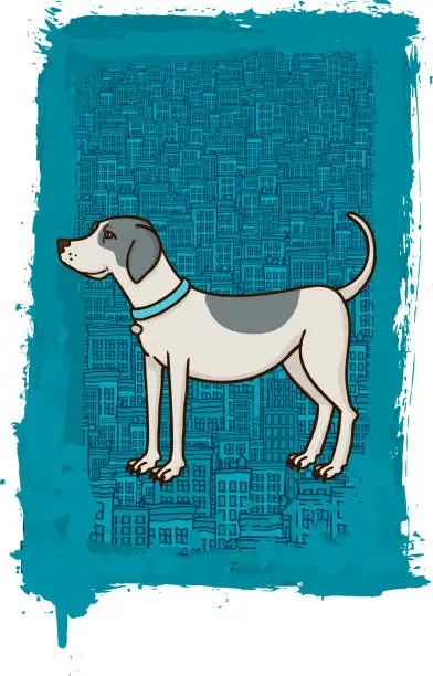 Vector illustration of Dog In the City