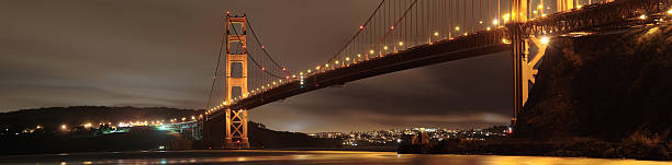 Golden Gate Bridge in night stock photo