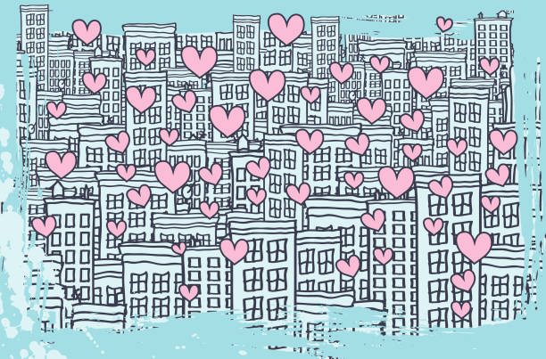 Likes and Love in the City vector art illustration