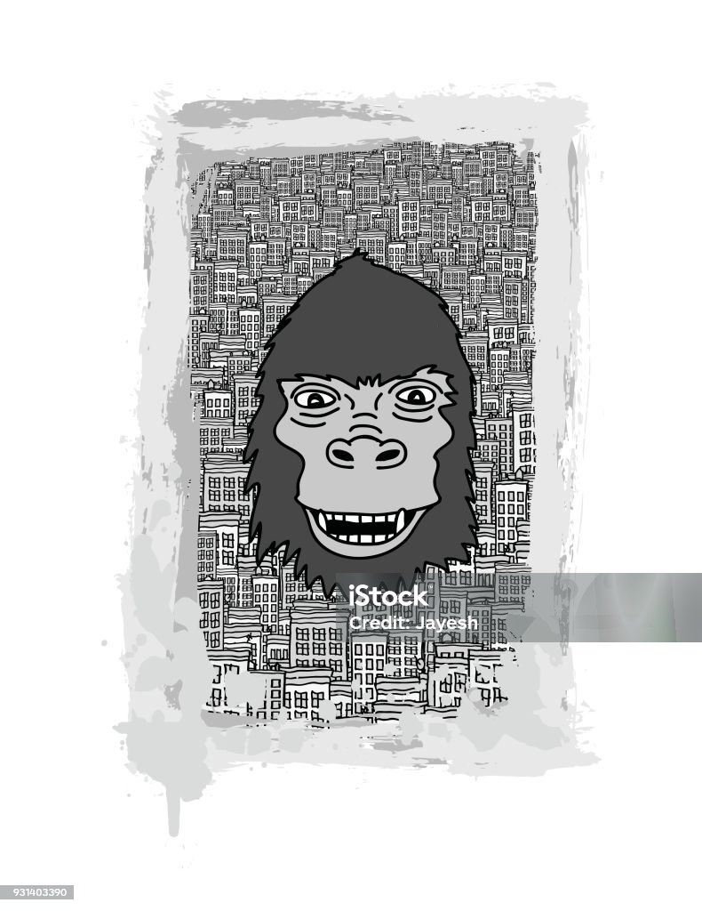 Big Gorilla in the City Abstract stock vector