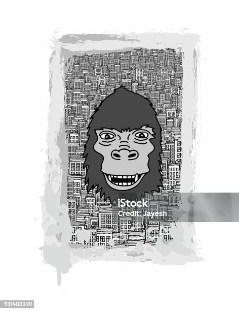 Big Gorilla In The City Stock Illustration - Download Image Now - Abstract, Art, Art Product