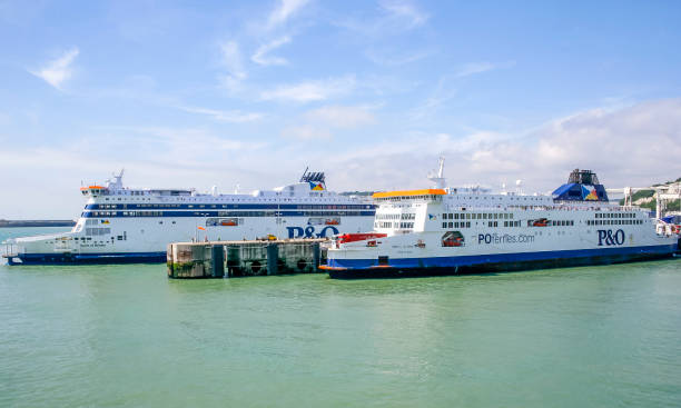 Cross Channel Ferries DOVER, UK - 5 AUG 2011: Cross Channel Ferries Spirit of Britain and Pride of Kent at Dover Harbour. ferry dover england calais france uk stock pictures, royalty-free photos & images