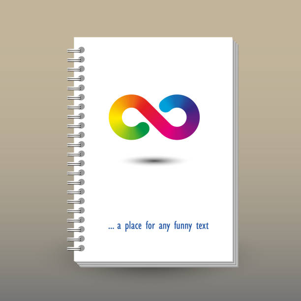 wektorowa okładka pamiętnika lub notebooka z pierścieniem spiralny układ spoiwa broszura koncepcja nieskończoności symbol nieskończoności - spiral notebook spiral ring binder blank stock illustrations