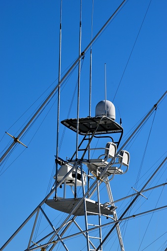 Charter fishing boat flying bridge background