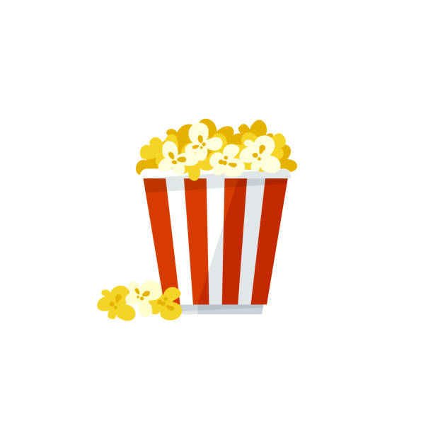 ilustraciones, imágenes clip art, dibujos animados e iconos de stock de icono de palomitas de maíz de vector sobre fondo blanco - popcorn