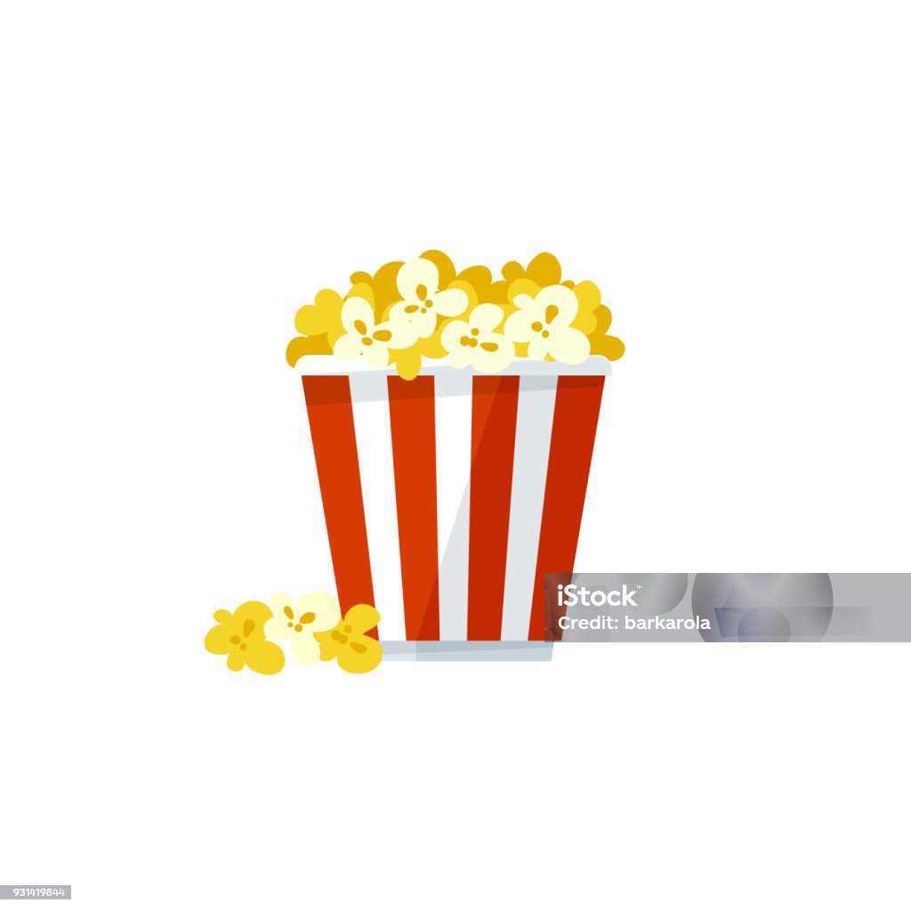 Vector popcorn icoon op een witte achtergrond - Royalty-free Popcorn vectorkunst