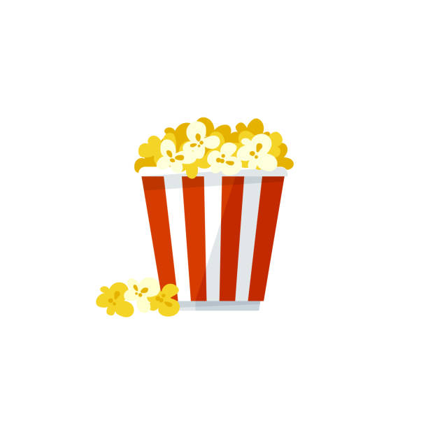 ilustrações, clipart, desenhos animados e ícones de ícone de pipoca vetor sobre um fundo branco - popcorn