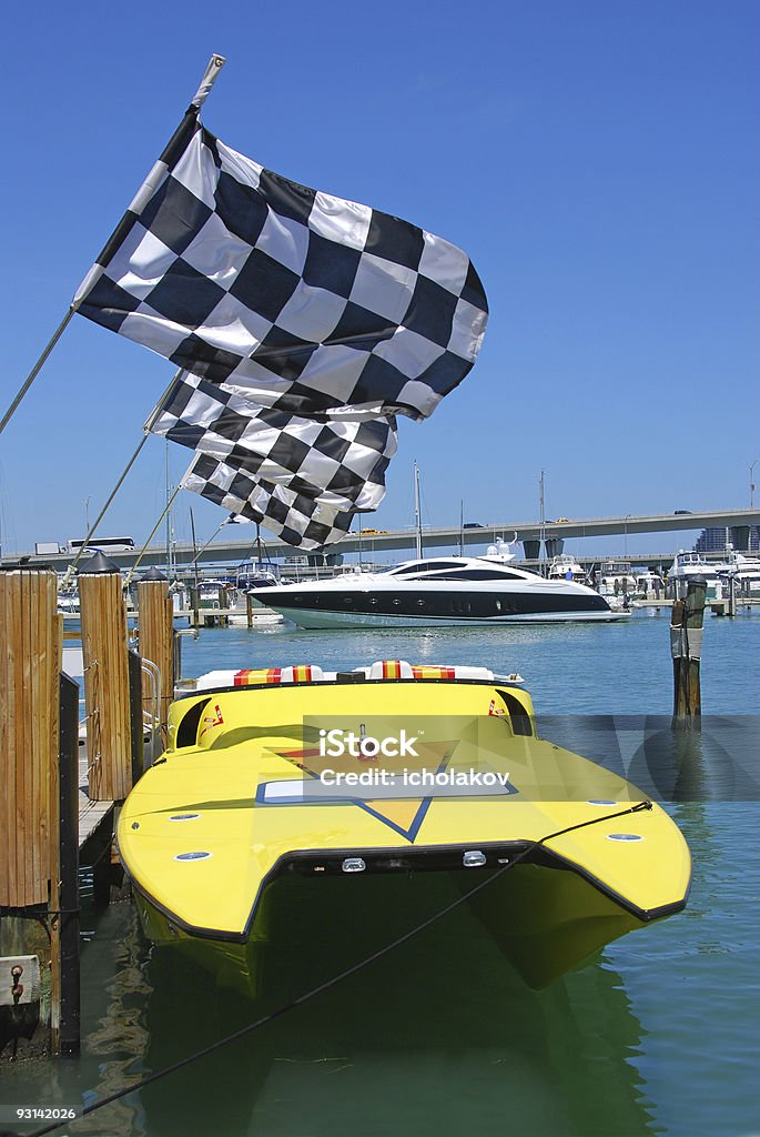 Schnellboot mit racing flags - Lizenzfrei Miami Stock-Foto